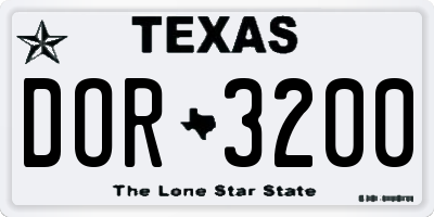 TX license plate DOR3200