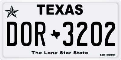 TX license plate DOR3202