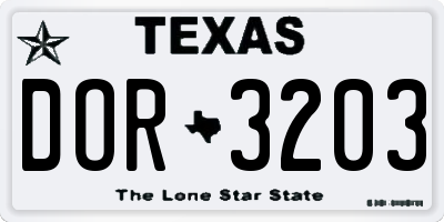 TX license plate DOR3203