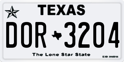 TX license plate DOR3204