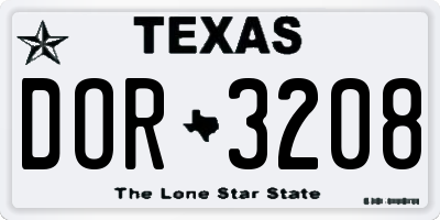 TX license plate DOR3208