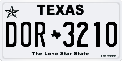 TX license plate DOR3210