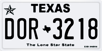 TX license plate DOR3218