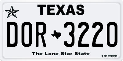 TX license plate DOR3220