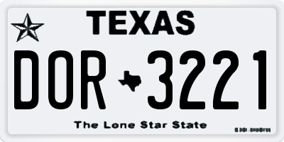 TX license plate DOR3221