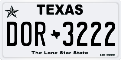 TX license plate DOR3222
