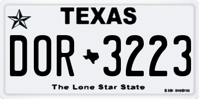 TX license plate DOR3223
