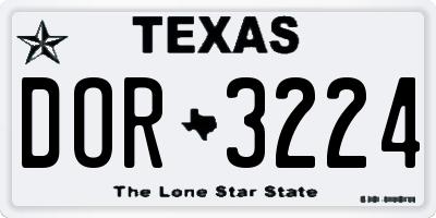 TX license plate DOR3224
