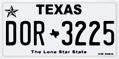 TX license plate DOR3225