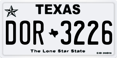 TX license plate DOR3226
