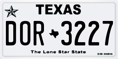 TX license plate DOR3227