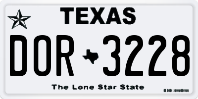 TX license plate DOR3228
