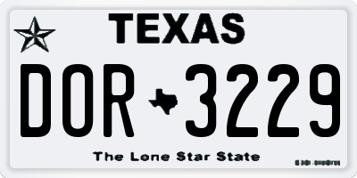 TX license plate DOR3229
