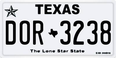 TX license plate DOR3238