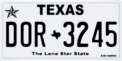 TX license plate DOR3245