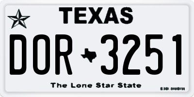 TX license plate DOR3251