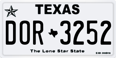 TX license plate DOR3252