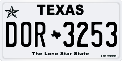 TX license plate DOR3253