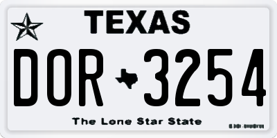 TX license plate DOR3254