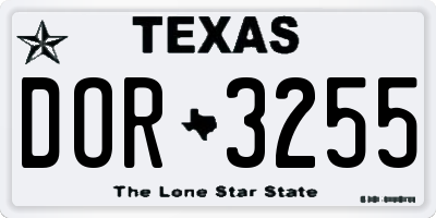 TX license plate DOR3255