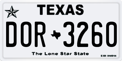 TX license plate DOR3260