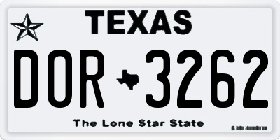TX license plate DOR3262