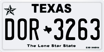 TX license plate DOR3263