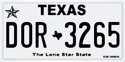 TX license plate DOR3265