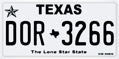 TX license plate DOR3266