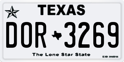 TX license plate DOR3269