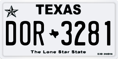 TX license plate DOR3281