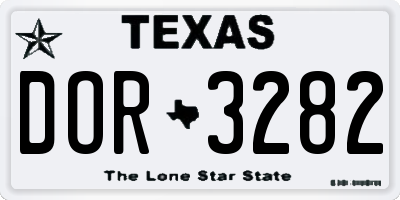 TX license plate DOR3282