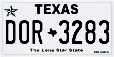 TX license plate DOR3283