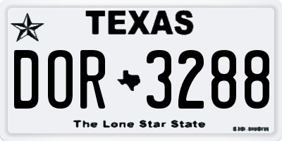TX license plate DOR3288