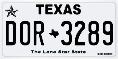 TX license plate DOR3289