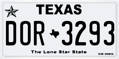 TX license plate DOR3293