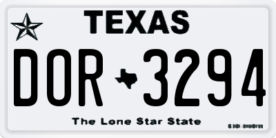 TX license plate DOR3294