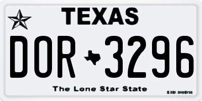 TX license plate DOR3296