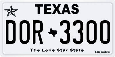 TX license plate DOR3300