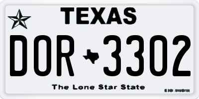 TX license plate DOR3302