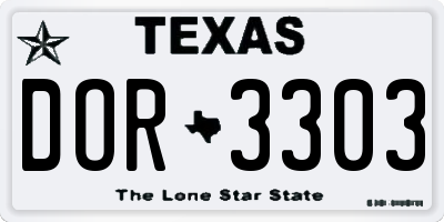 TX license plate DOR3303