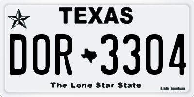 TX license plate DOR3304