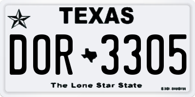 TX license plate DOR3305
