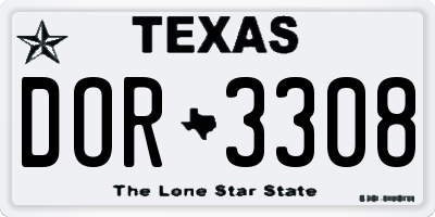 TX license plate DOR3308