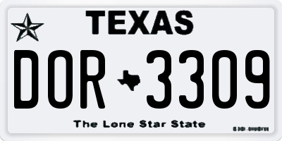 TX license plate DOR3309