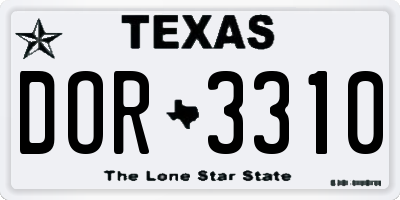 TX license plate DOR3310