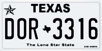 TX license plate DOR3316