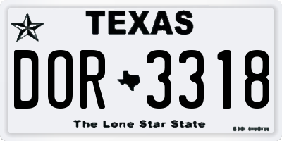 TX license plate DOR3318