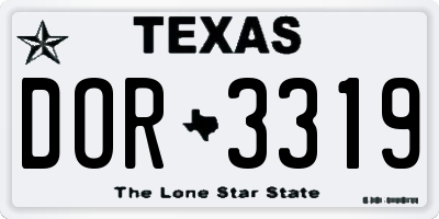TX license plate DOR3319