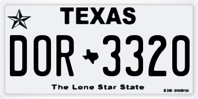 TX license plate DOR3320